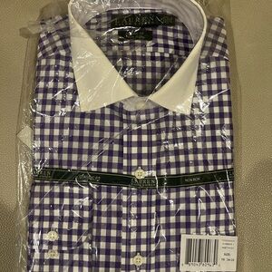 Lauren Ralph Lauren Purple and White Checkered Dress Shirt